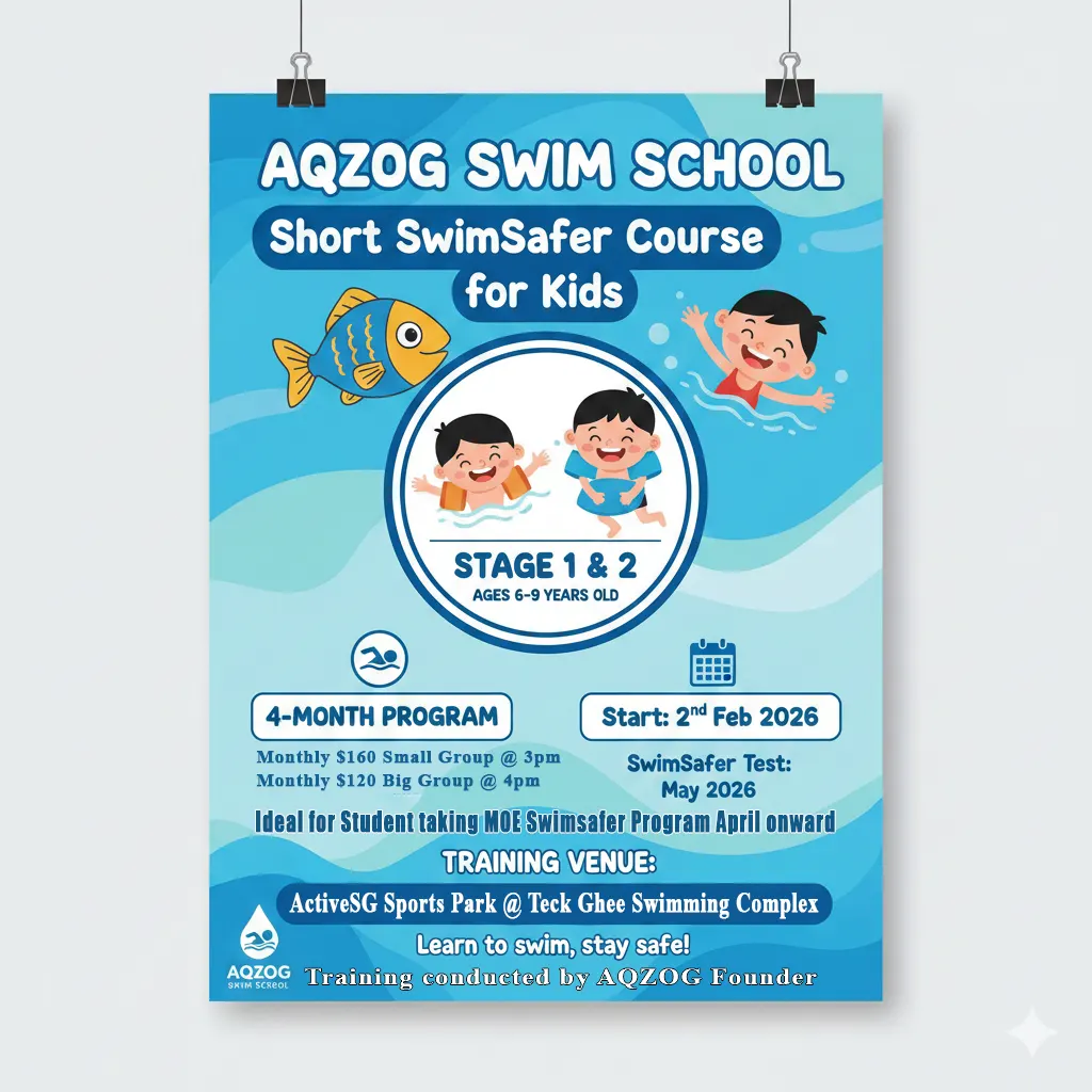 Short Term Swimsafer Lessons for Stage 1 and Stage 2 at ActiveSg Sports Park Teck Ghee Swimming Complx.