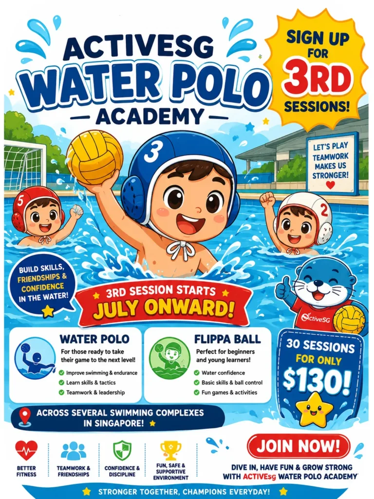 water polo and flippa ball with activesg water polo academy in singapore.