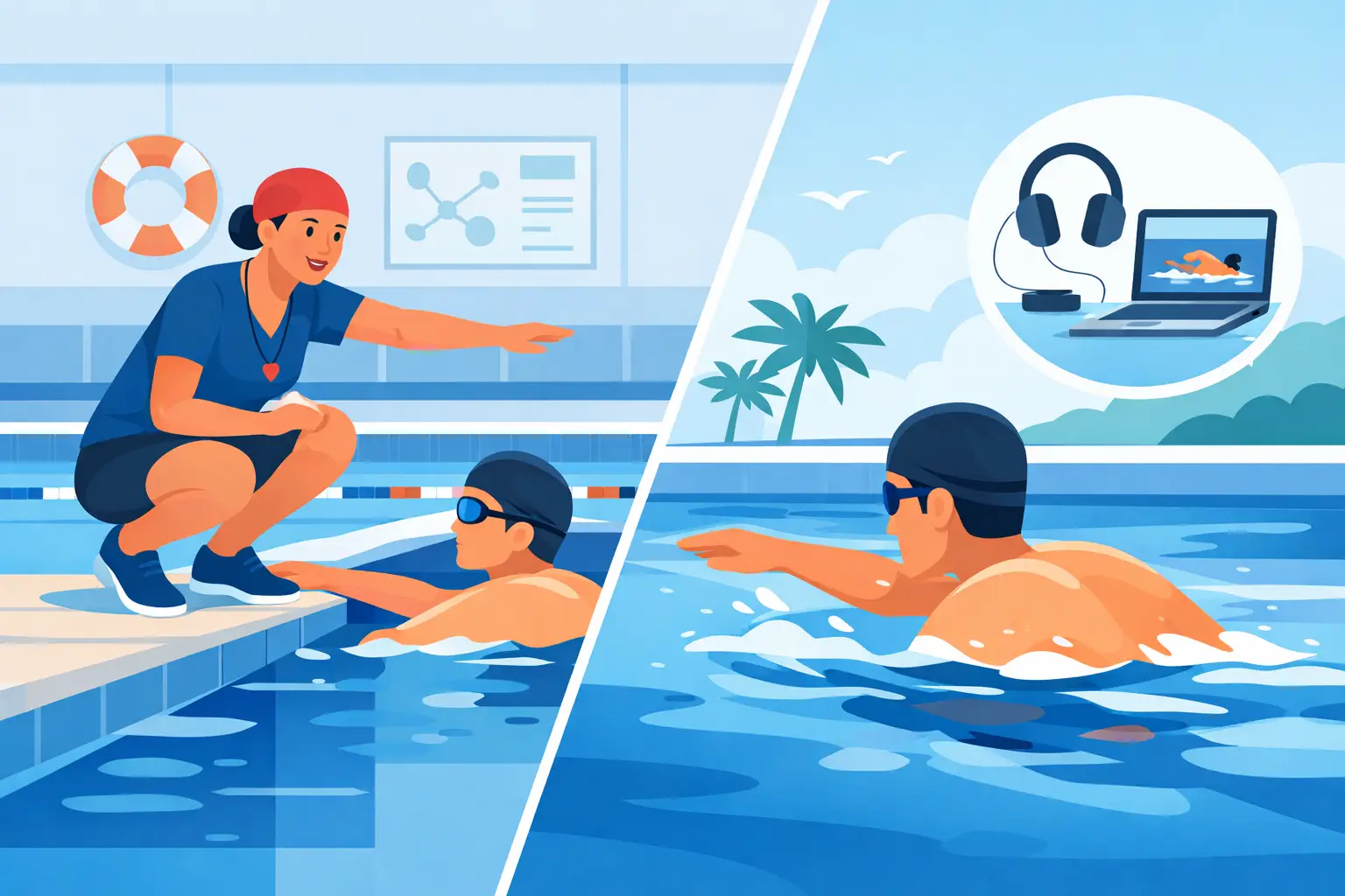 Adult Beginner Lessons or Self Learning for Swimming