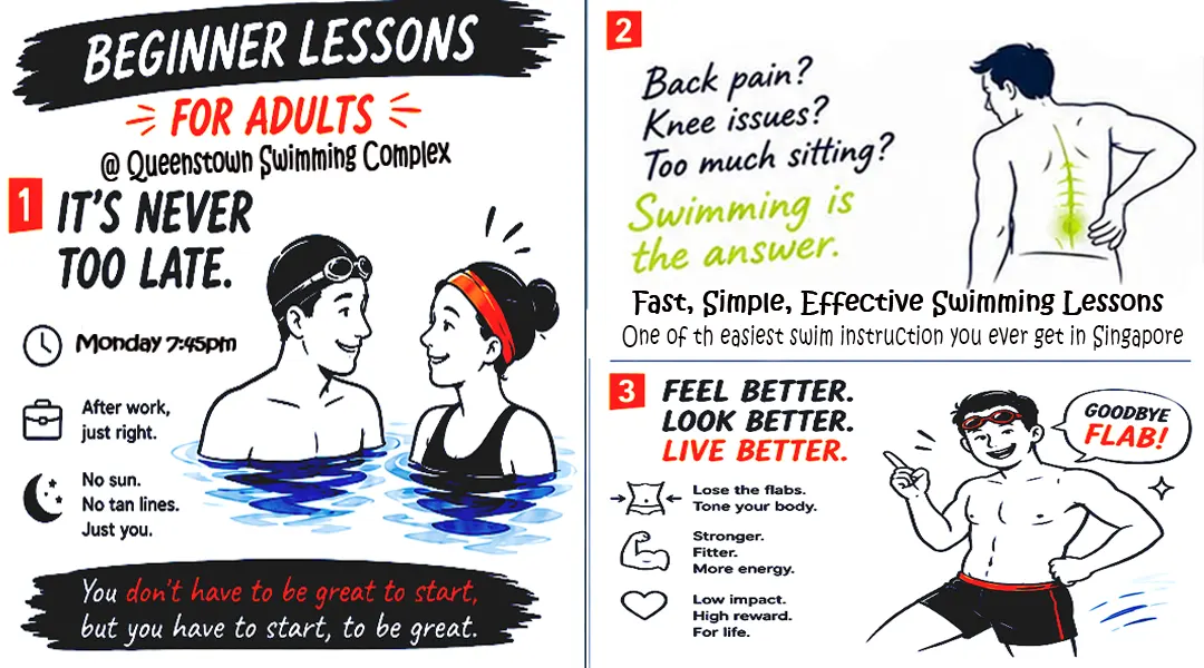 adult learn to swim at queenstown Monday 745pm