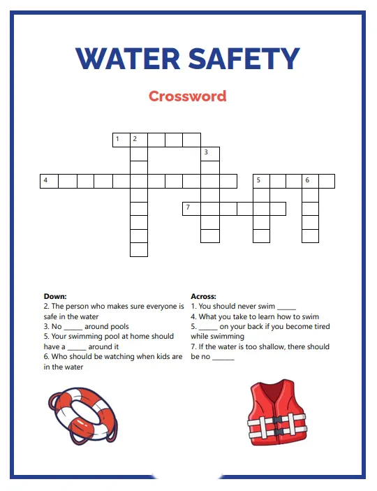 water safety crossword