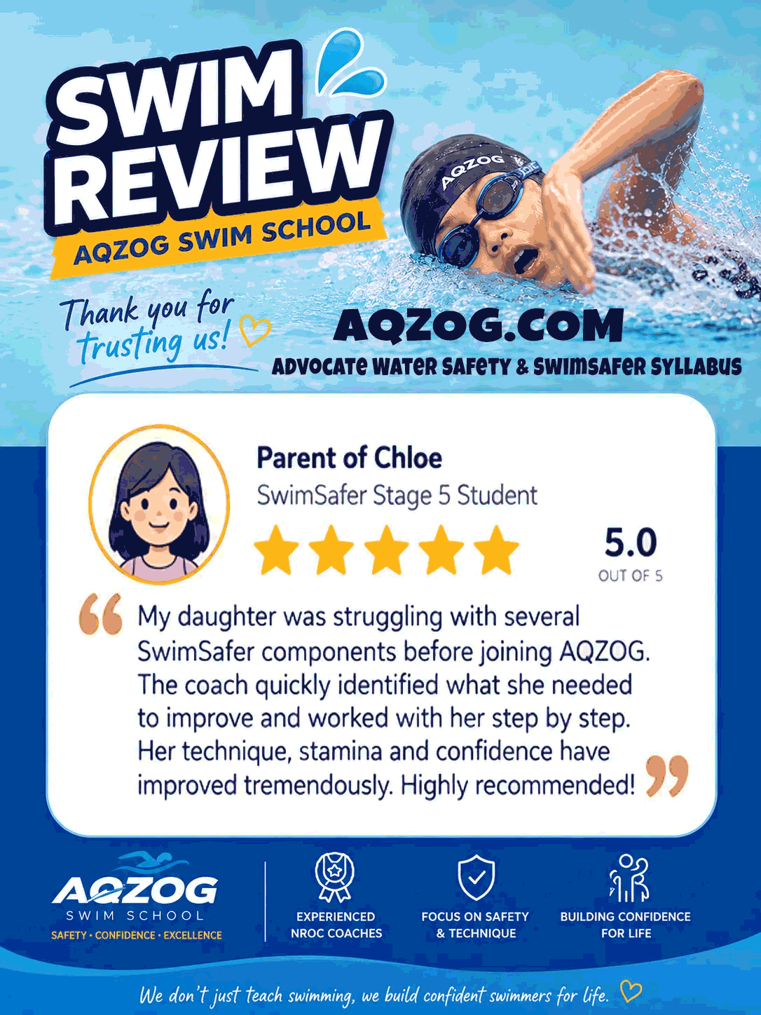 Parents Review on AQZOG Swim School