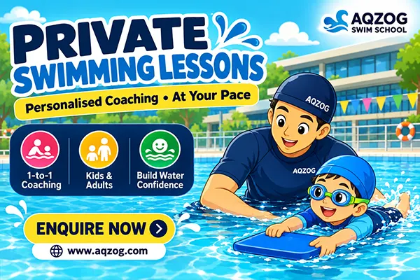 Private swimming lessons with AQZOG in Singapore