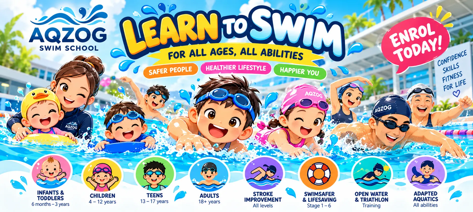 AQZOG Swim School – Learn to Swim for all ages, all abilities